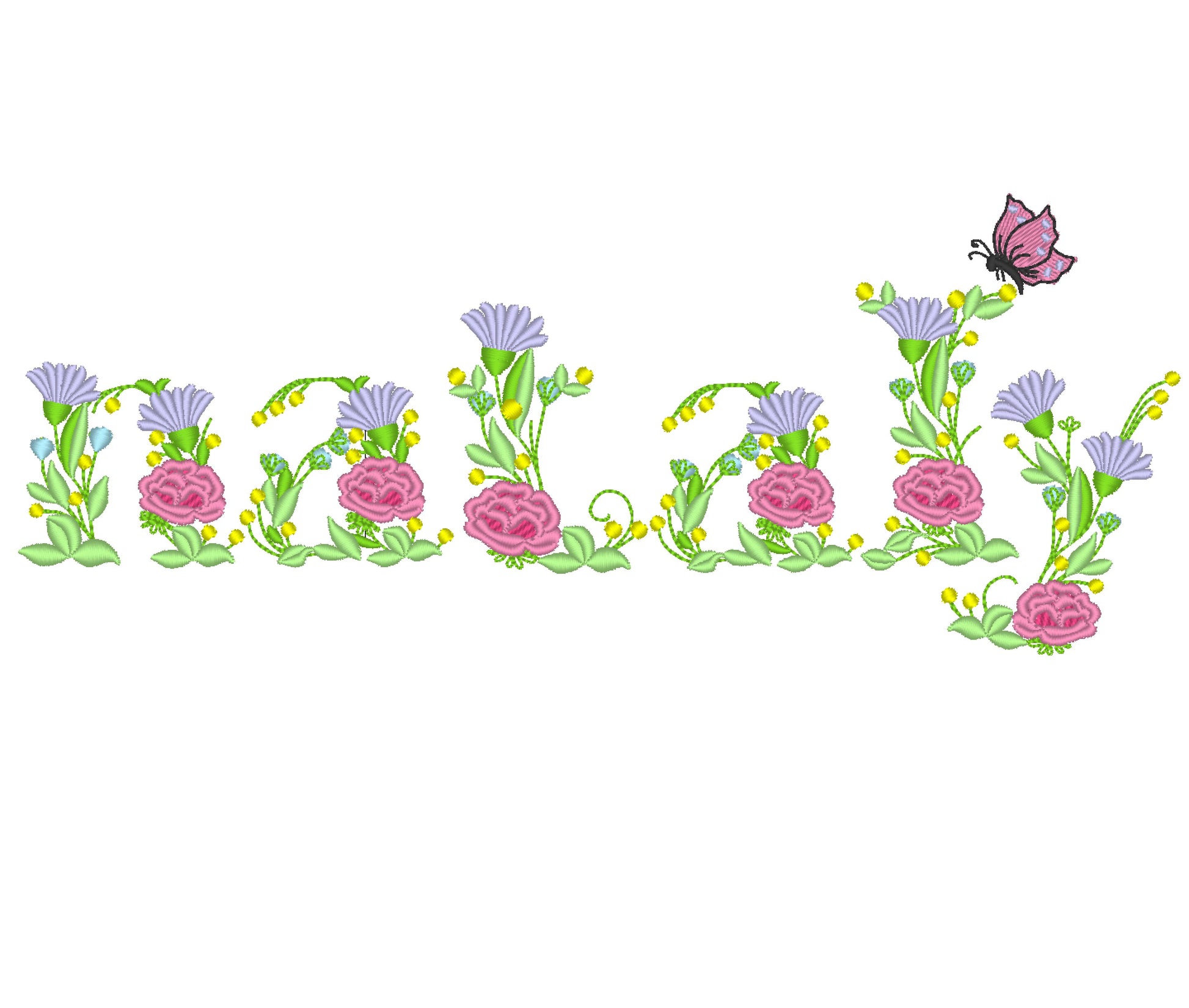 Floral Font Lowercase Letters a-z – Embroidery 1.3" 1.7" 2" 2.5" 3" 4" | BX PES DST JEF | Artapli