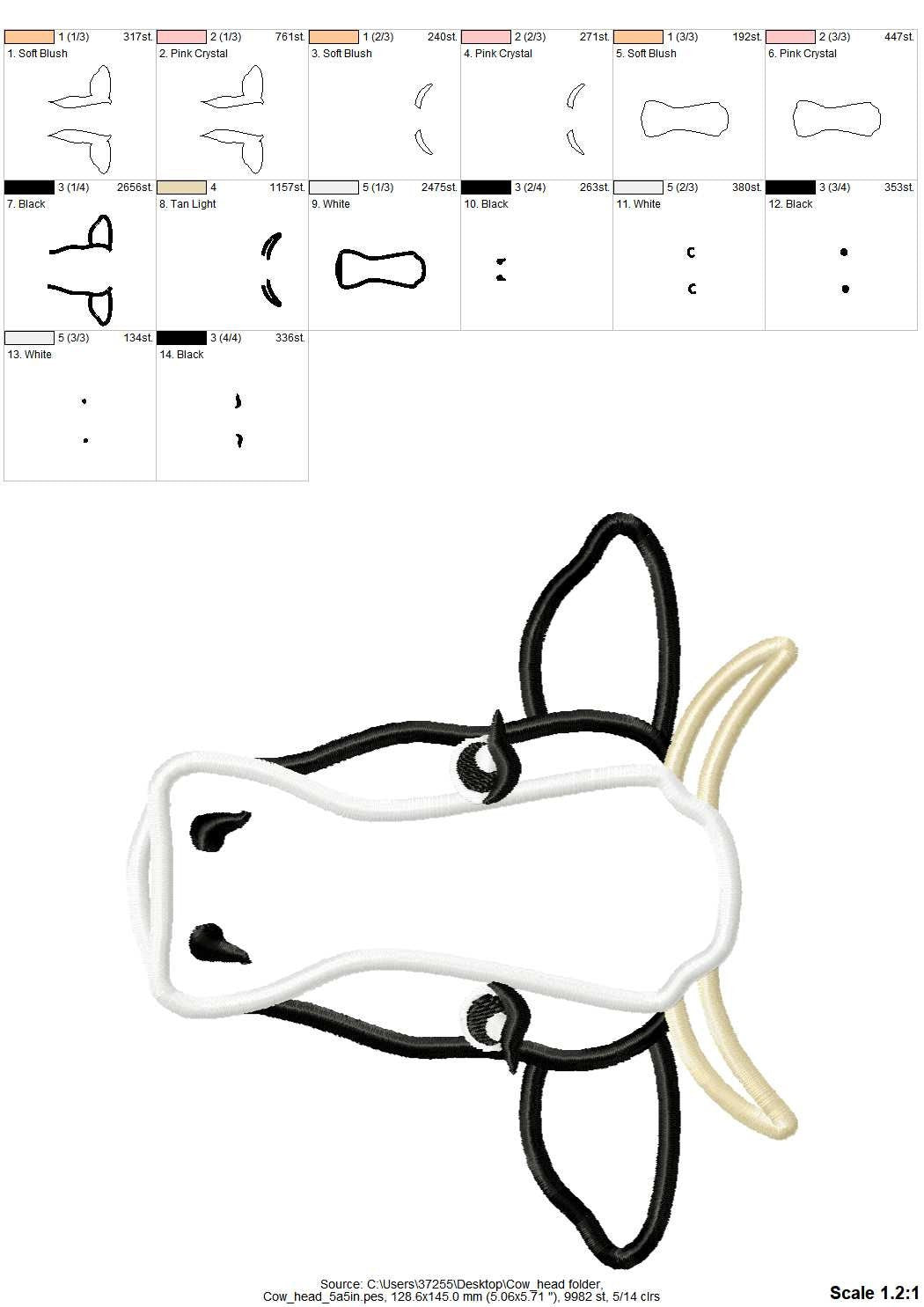 Bull, cow face, cow head, cow boy, Farm, cow applique, little bull - cute farm theme machine embroidery applique designs