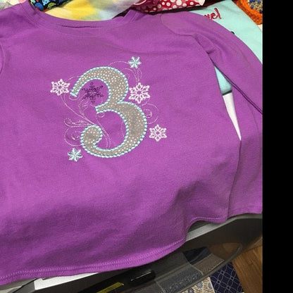 Frozen Swirls Birthday Number 9 with wide pearl stitch – Sizes 4" 5" 7" Digital Embroidery File | Artapli