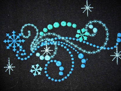 Frozen Swirl Sparkle Tail Snowflake Set – Swirly machine embroidery pattern by Artapli