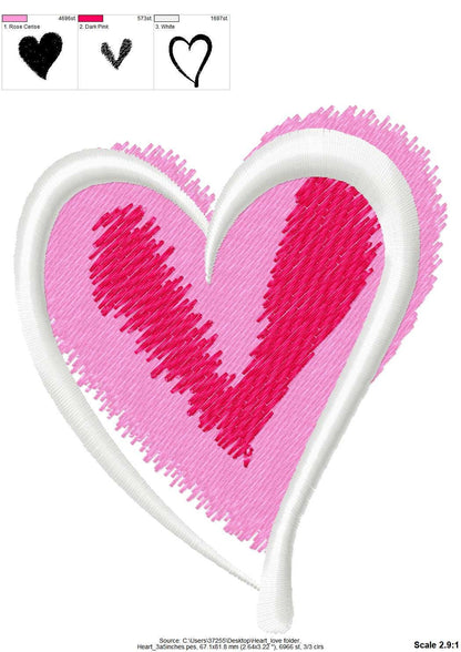 Heart Embellishment Embroidery Cozy Imitating Hand Drawing Heart, Machine Embroidery Designs