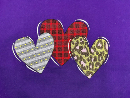 Valentine Love Heart, gingham tartan plaid pattern machine embroidery design