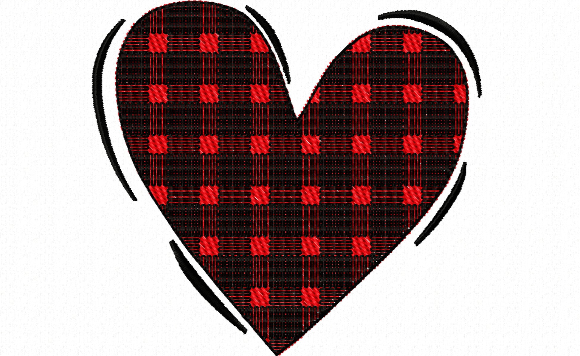 Valentine Love Heart, gingham tartan plaid pattern machine embroidery design