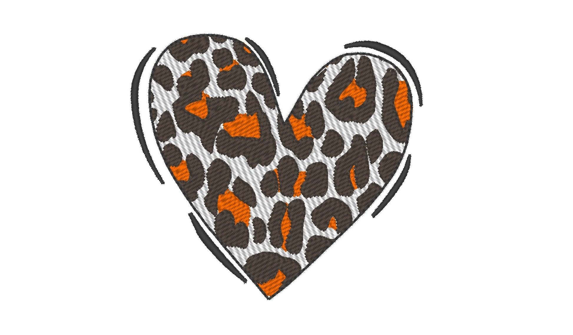 Valentine Love Heart, leopard animal print pattern machine embroidery design, NOT applique