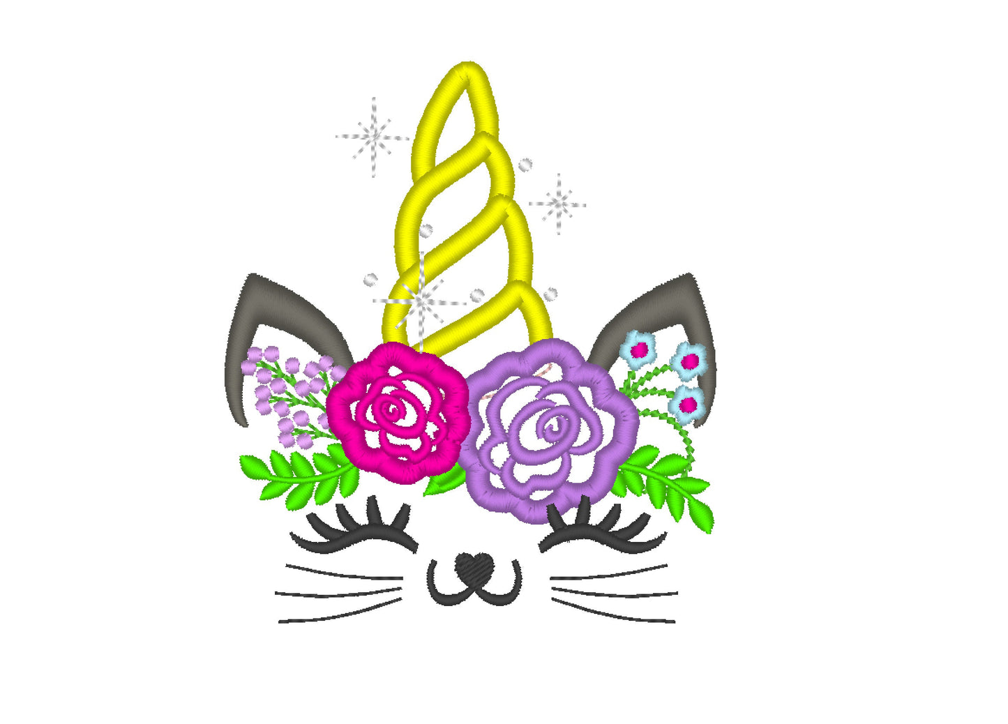 Unicorn Kitty Cat Caticorn Applique - image 1