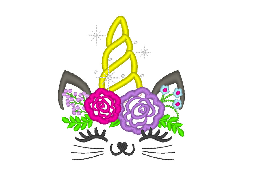 Unicorn Kitty Cat Caticorn Applique - image 1