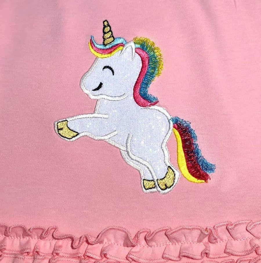 Rainbow unicorn fringed hair and tail Embroidery 4" 5" 6" 7" | Chenille PES DST JEF | Artapli