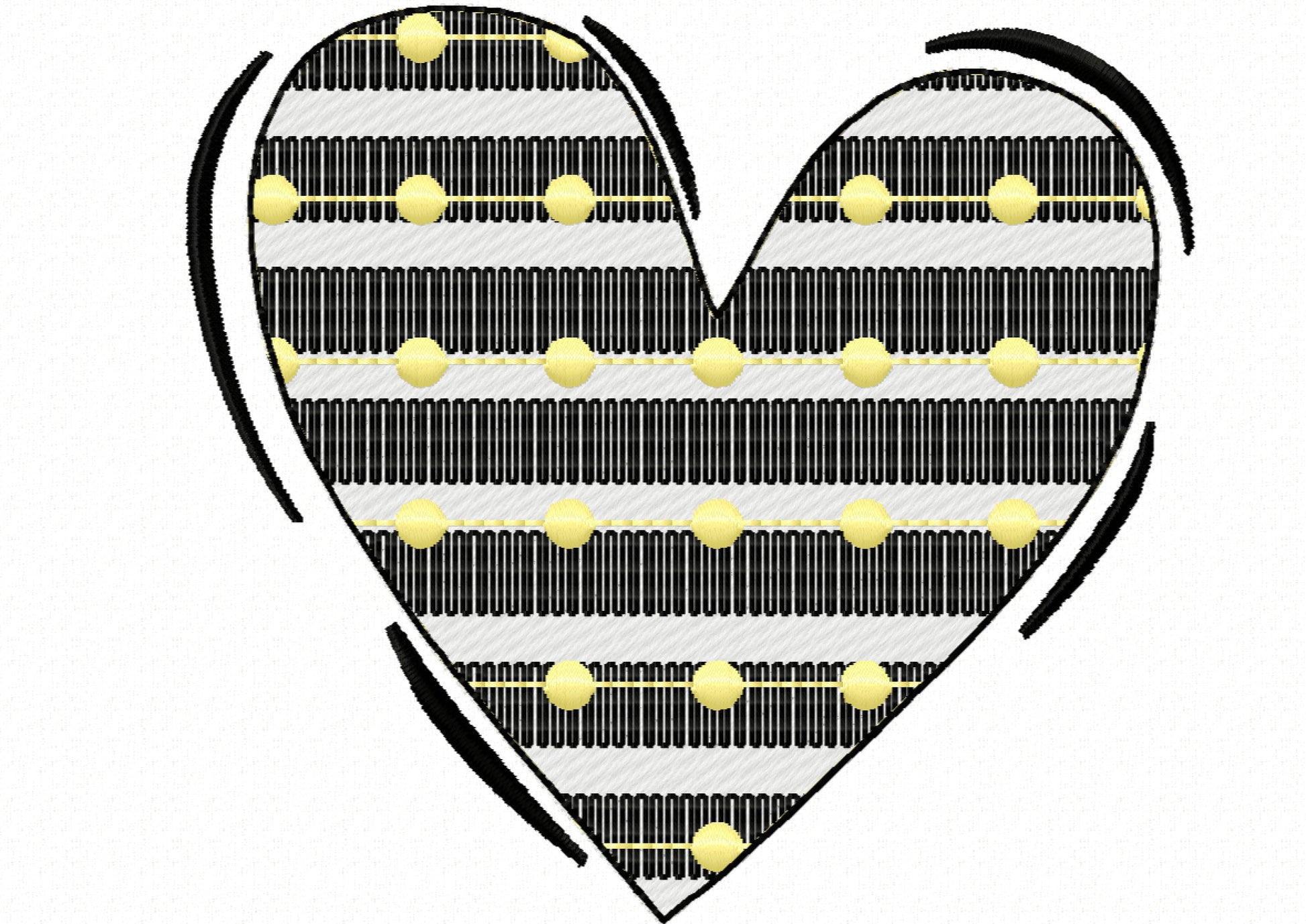 Valentine Love Heart in stripes and dots pattern, machine embroidery designs