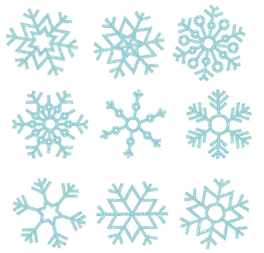 Snowflake Set of 9 types machine embroidery designs Christmas winter holiday