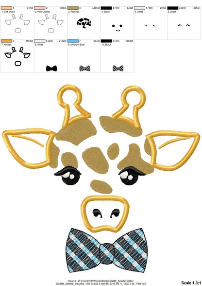 Giraffe Boy with Bowtie – Boy embroidery design by Artapli