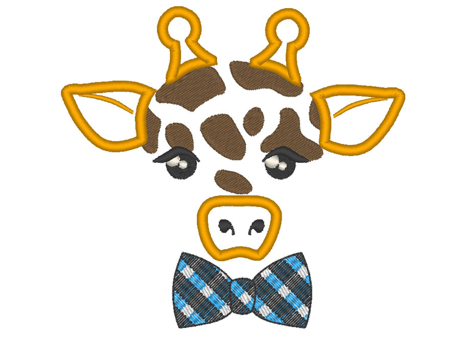 Giraffe Boy with Bowtie Embroidery 4" 5" 5.5" 6" 6.5" 7" | PES DST JEF | Artapli