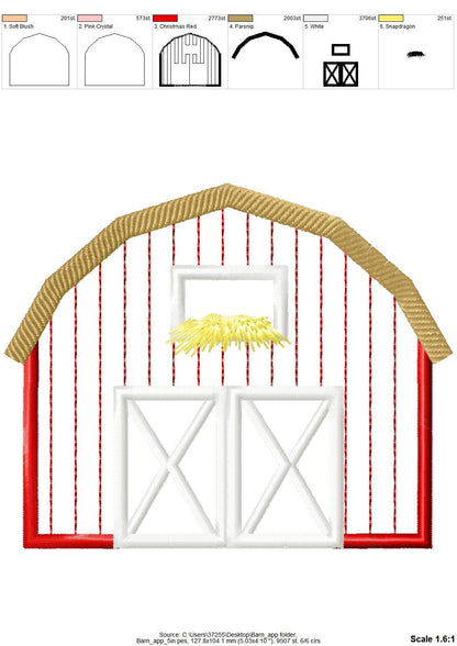 Farm Barn Applique – Sizes 3" 4" 5" 5.5" 6" 7" Digital Embroidery File | Artapli