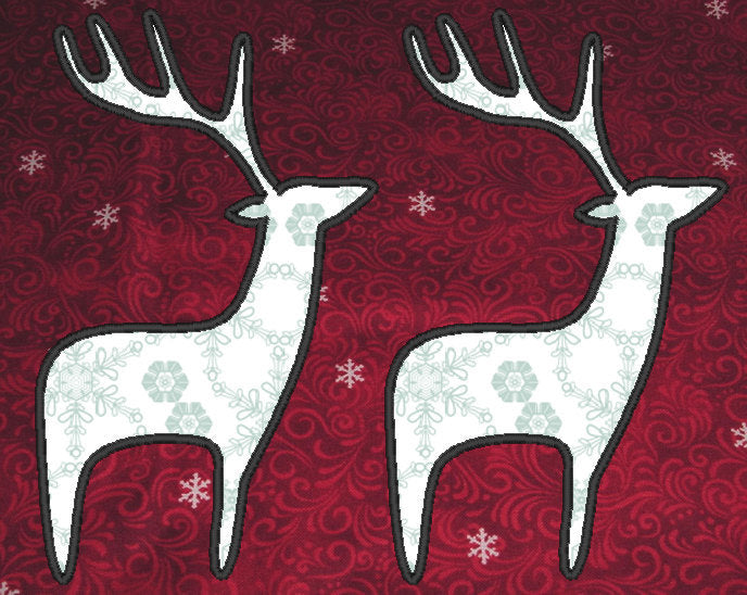 Reindeer Silhouette Machine Embroidery 4" 4.5" 5.5" 6" 7" 8" | PES DST JEF | Artapli