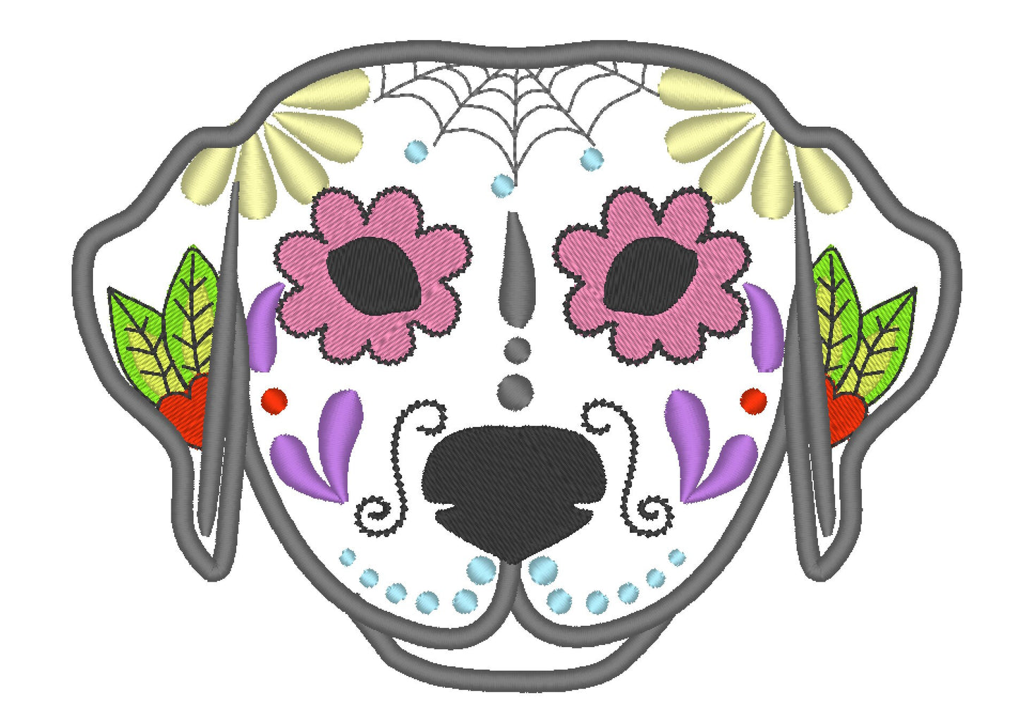 Labrador Sugar Skull Applique – Instant Download | Artapli