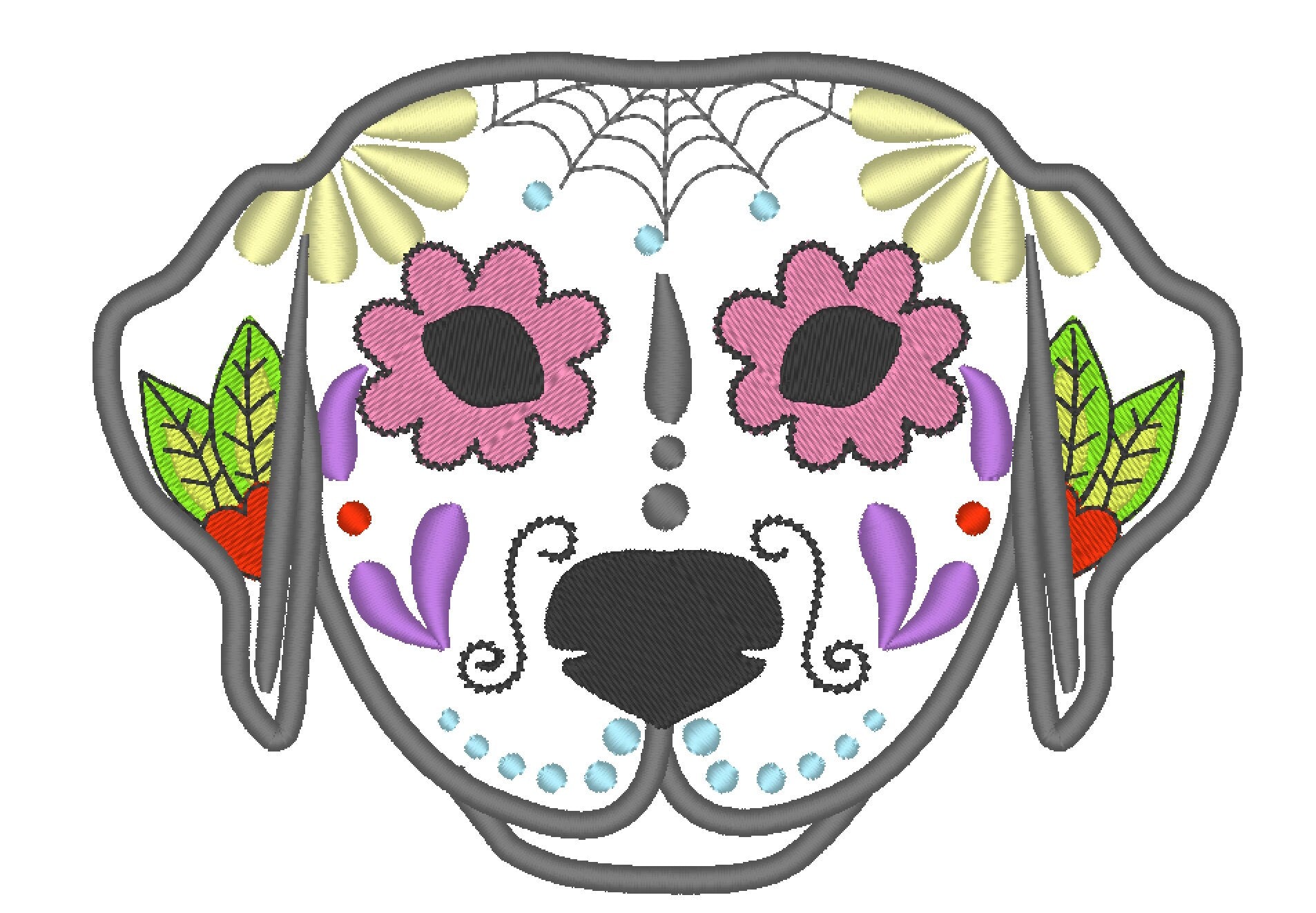 Labrador Sugar Skull Applique – Instant Download | Artapli