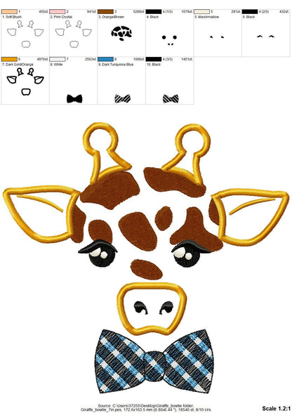 Giraffe Boy with Bowtie – Giraffe embroidery pattern by Artapli