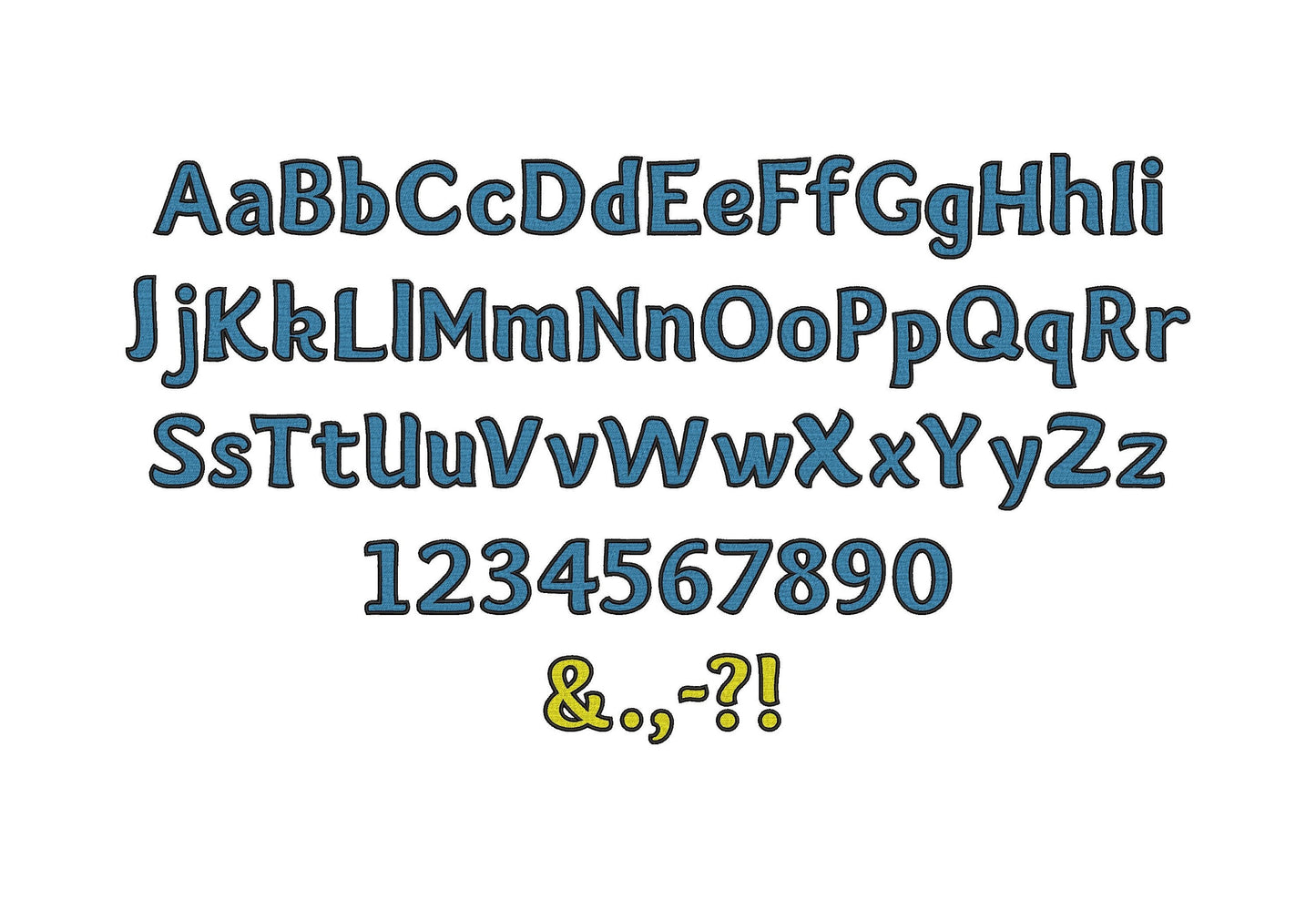 Bold Fill Stitch Kids Font – Sizes 1" 1.3" 1.5" 2" 2.5" 3" BX Digital Font File | Artapli