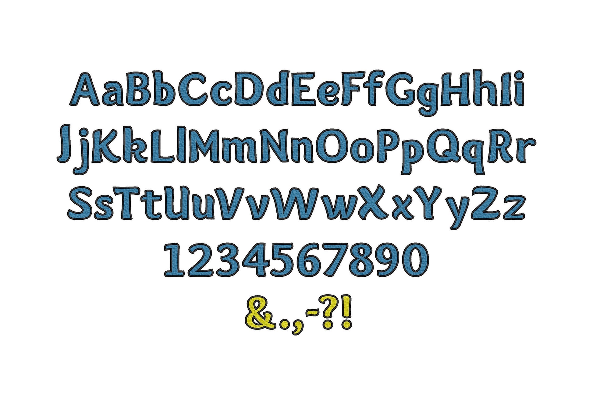 Bold Fill Stitch Kids Font – Sizes 1" 1.3" 1.5" 2" 2.5" 3" BX Digital Font File | Artapli