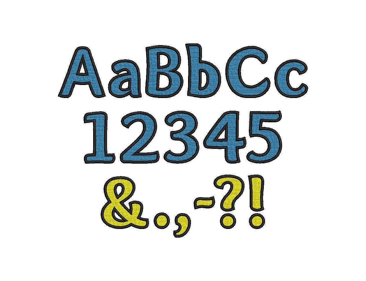 Bold Fill Stitch Kids Font – Embroidery 1" 1.3" 1.5" 2" 2.5" 3" | BX PES DST JEF | Artapli