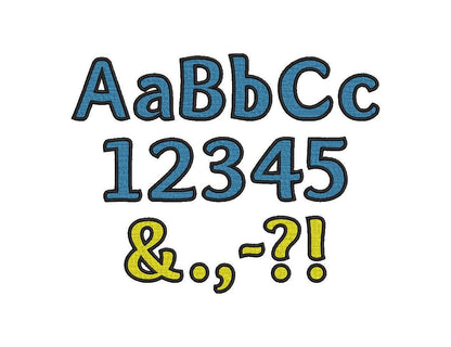 Bold Fill Stitch Kids Font – Embroidery 1" 1.3" 1.5" 2" 2.5" 3" | BX PES DST JEF | Artapli