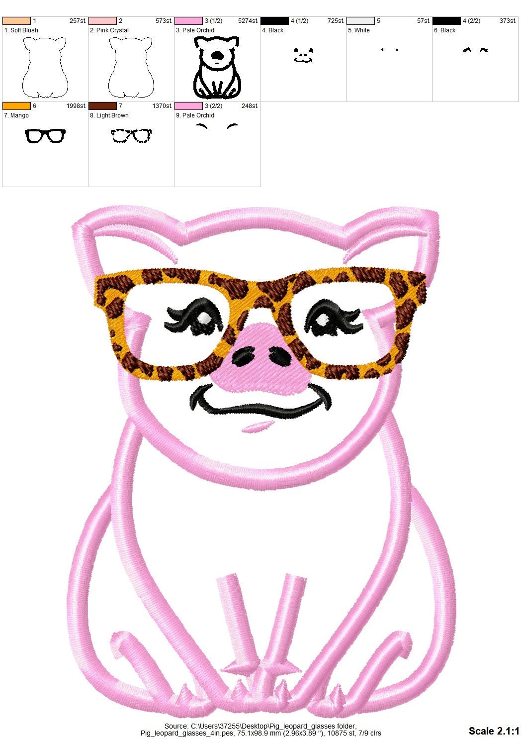 Piggy Pig with Glasses – Instant Download | Artapli