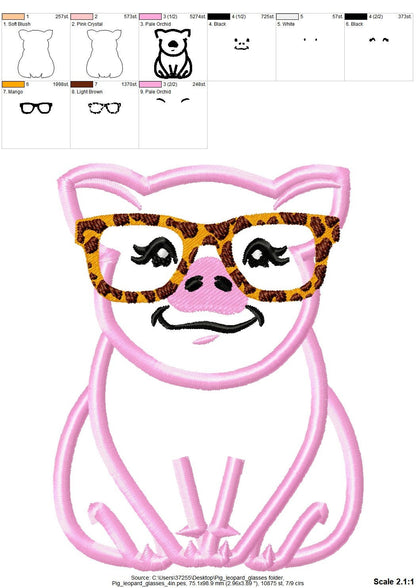 Piggy Pig with Glasses – Instant Download | Artapli