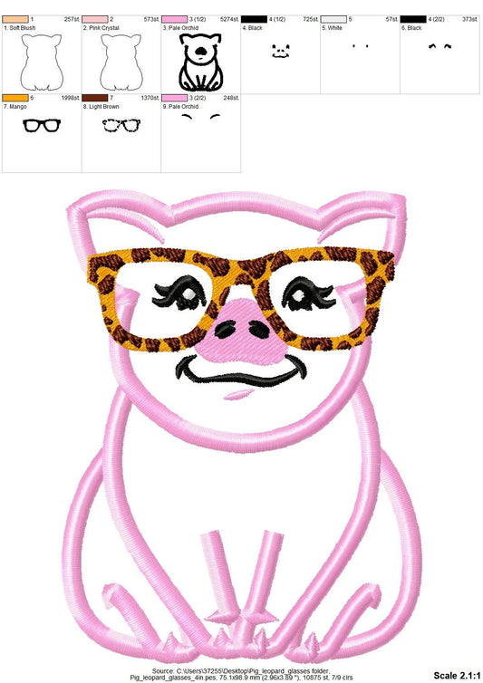 Piggy Pig with Glasses – Instant Download | Artapli