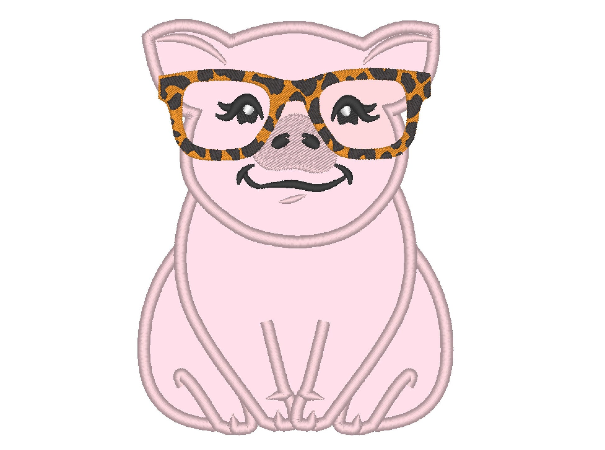 Piggy Pig with Glasses Embroidery 4" 5" 6" 7" 10" | PES DST JEF | Artapli