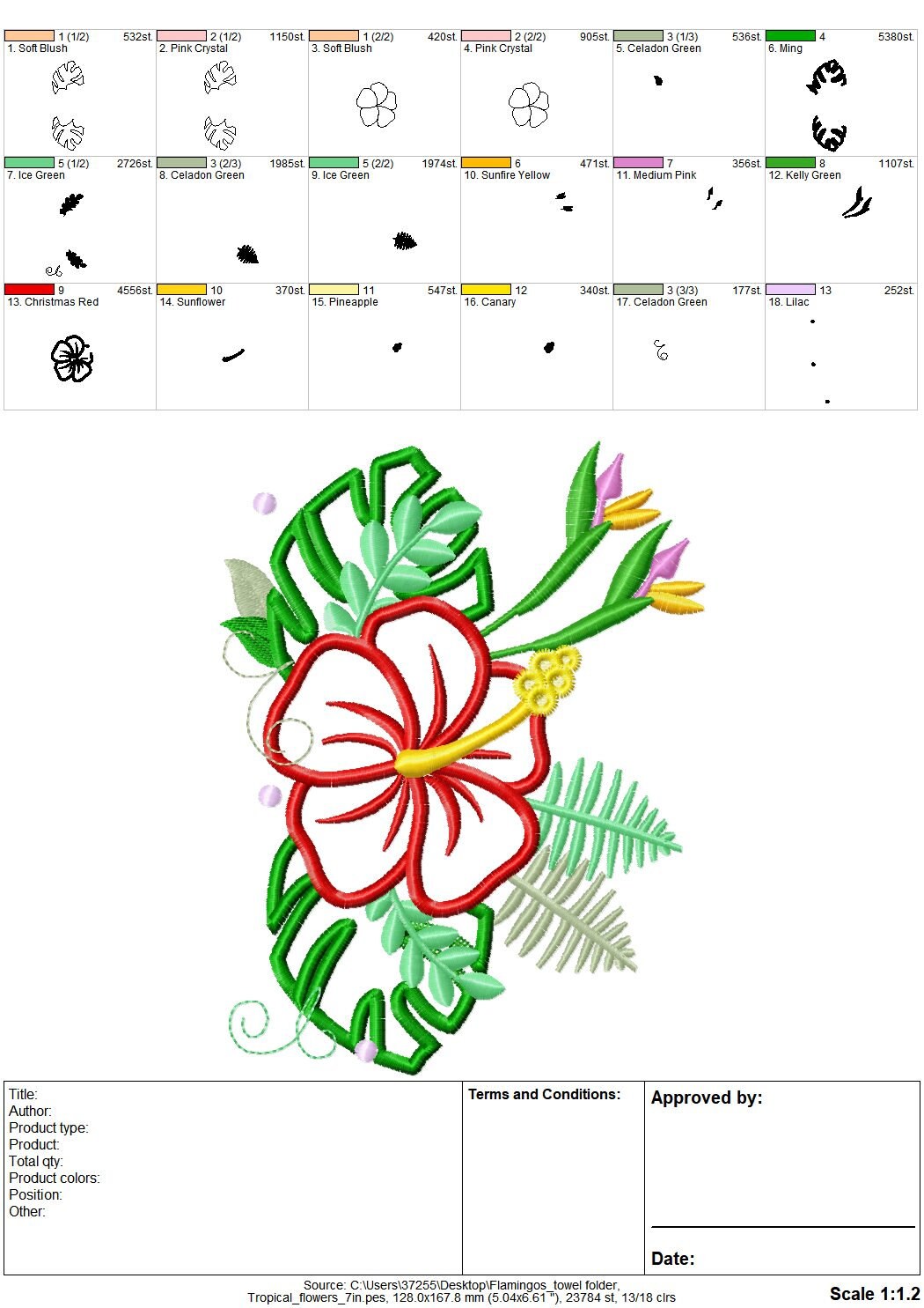 Tropical flowers big leaves hibiscus flower crown applique machine embroidery design Summer floral bouquet blossom leaf applique design