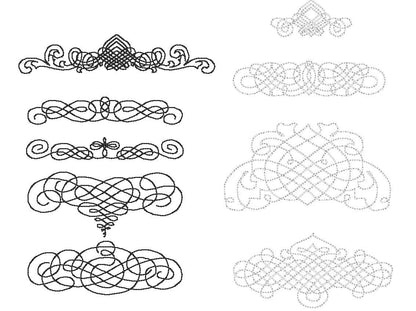 Simple triple stitched Diadem damask Monogram Name Frame accent machine embroidery designs