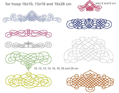 Simple triple stitched Diadem damask Monogram Name Frame accent machine embroidery designs