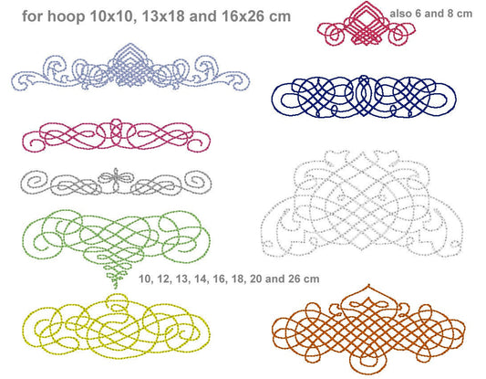 Simple triple stitched Diadem damask Monogram Name Frame accent machine embroidery designs
