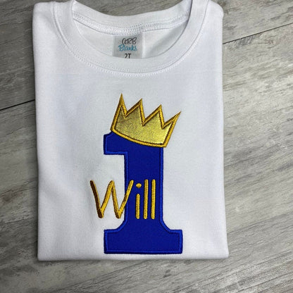 King Crown Birthday Numbers 1-9 Applique machine embroidery designs for Boys