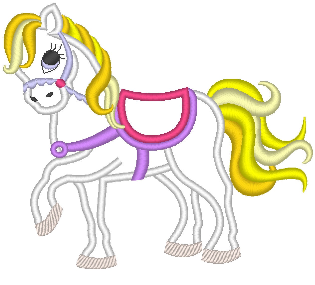 Pretty rainbow horse, horse pony girl machine Applique Embroidery 4.5" 5" 5.5" 5.7" 6" 7" | PES DST JEF | Artapli