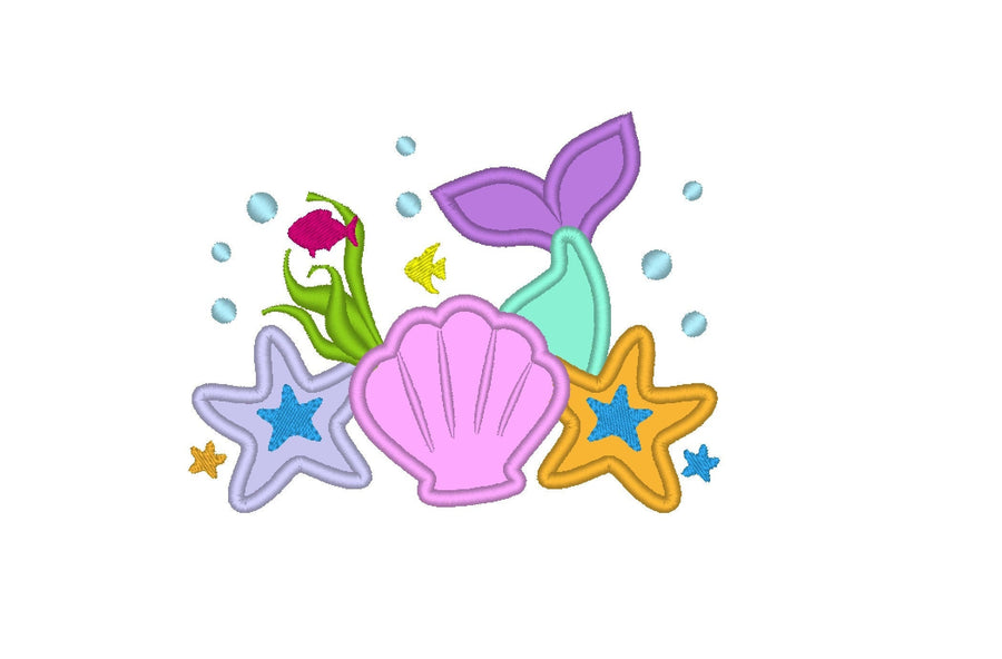 Hidden Mermaid Applique Embroidery 4" 5" 6" 7" 8" 10" | PES DST JEF | Artapli