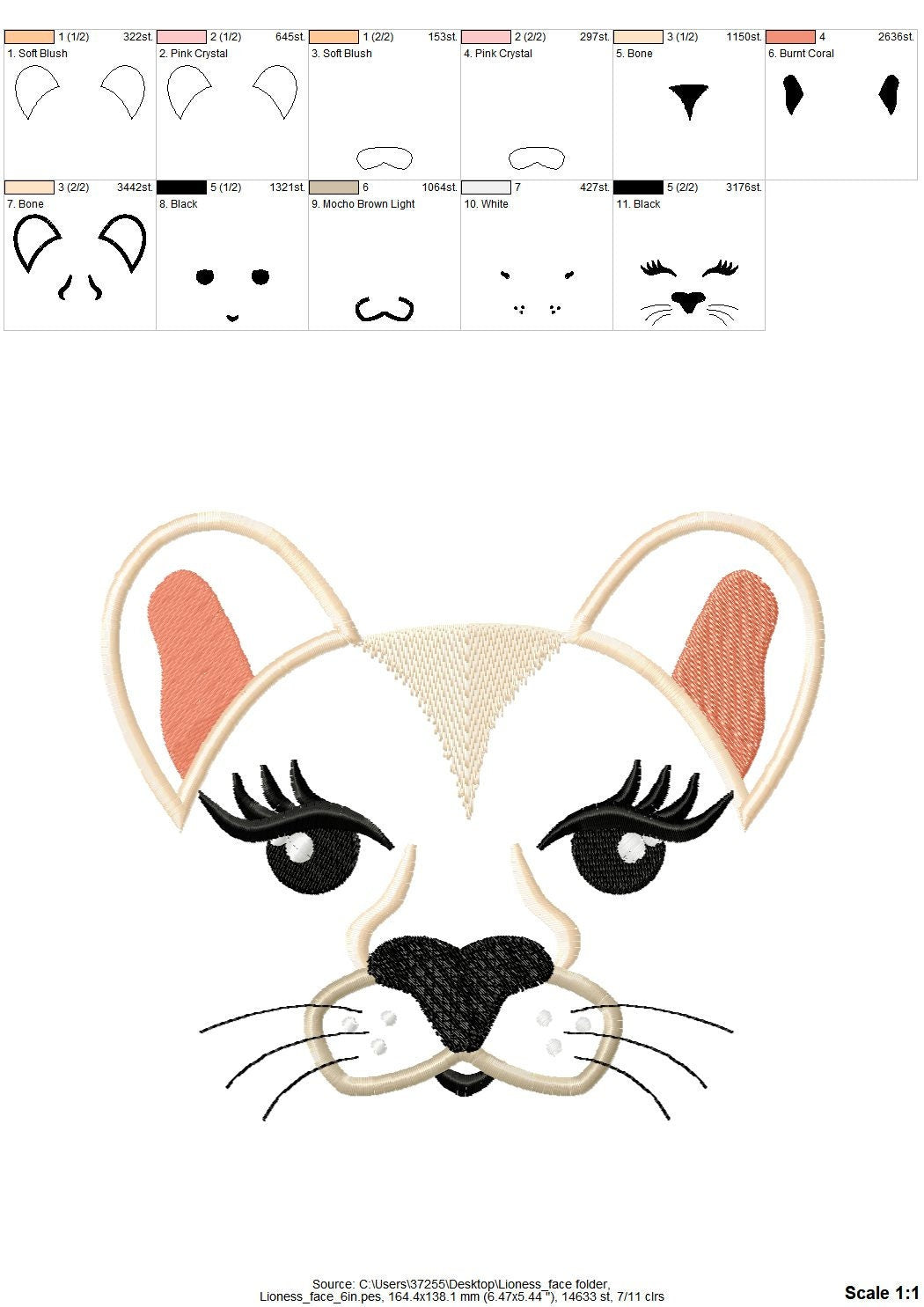 Lioness face applique machine embroidery designs applique lion embroidery lion girl head multiple sizes INSTANT DOWNLOAD cute wild animal