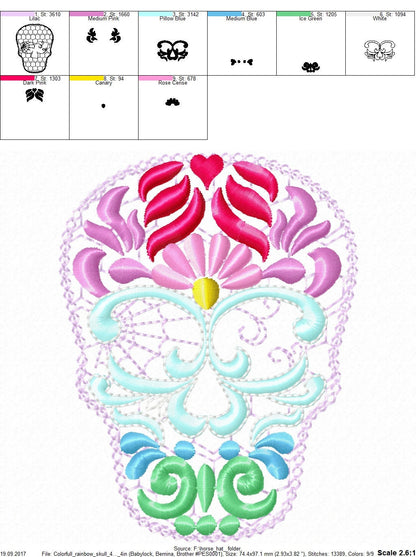 Sugar Skull calavera feltie mini machine embroidery designs felt outline