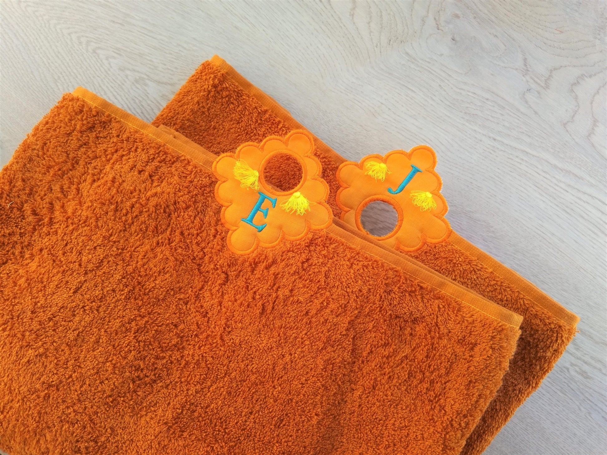 Monogram fringe towel topper bath towel hanging hole In The Hoop machine embroidery designs ITH project towel hanger whole alphabet A-Z incl