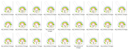 Falling Heart Rainbow Monogram Monograms Alphabet Key Fob ITH Snap Tab Keyfob Machine Embroidery Designs in the Hoop