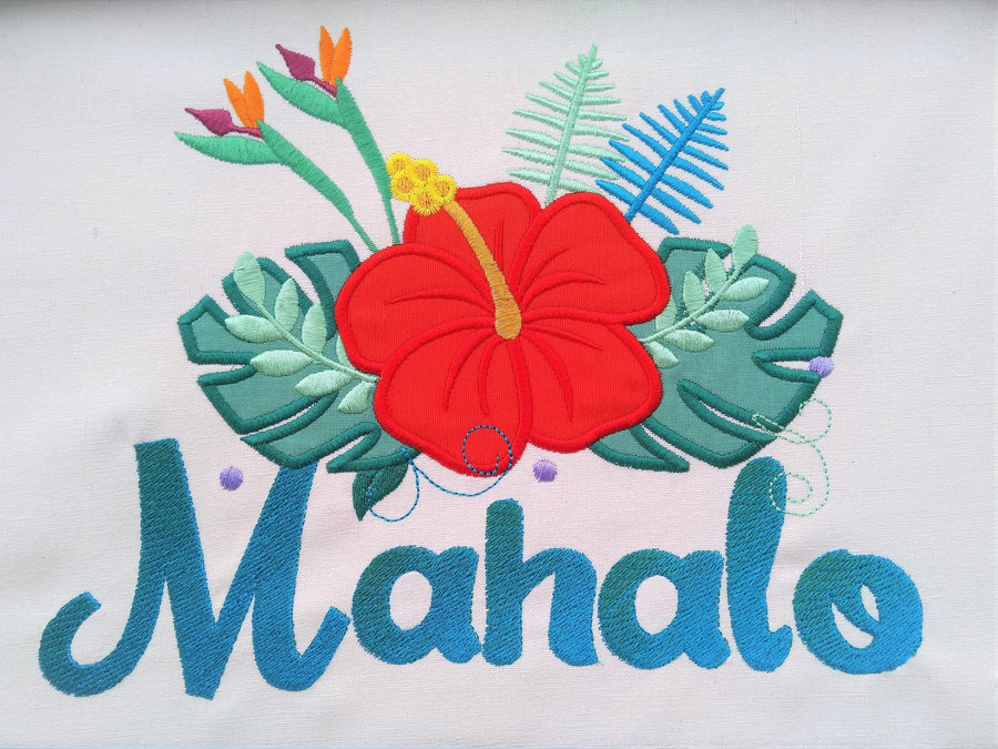 Hibiscus Flower Bouquet Applique Embroidery 4" 5" 6" 7" 8" 10" | PES DST JEF | Artapli