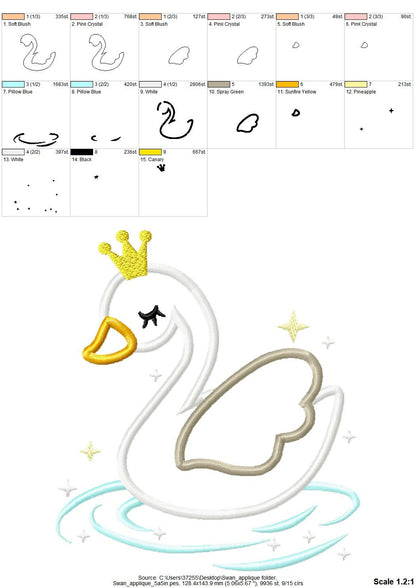 Little Swan Princess – Appliqué machine embroidery design by Artapli