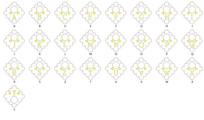 Monogram fringe towel topper bath towel hanging hole In The Hoop machine embroidery designs ITH project towel hanger whole alphabet A-Z incl