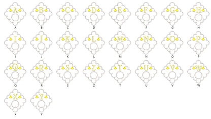 Monogram fringe towel topper bath towel hanging hole In The Hoop machine embroidery designs ITH project towel hanger whole alphabet A-Z incl