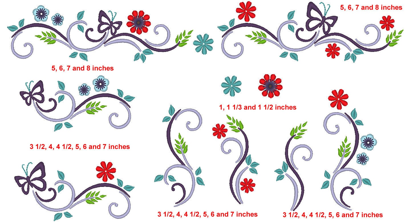 Floral Frame Border – Sizes 3" 4" 5" 6" 7" 10" BX Digital Font File | Artapli