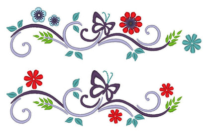 Floral Frame Border – Embroidery Font 3" 4" 5" 6" 7" 10" | BX PES DST JEF | Artapli