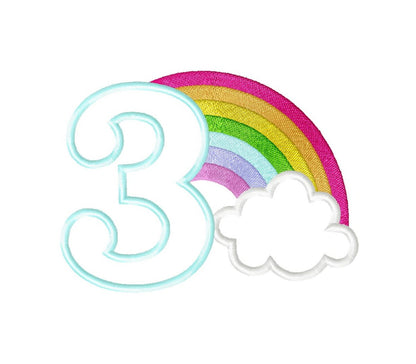 Rainbow in Cloud Birthday Number 3 Three – Instant Download | Artapli