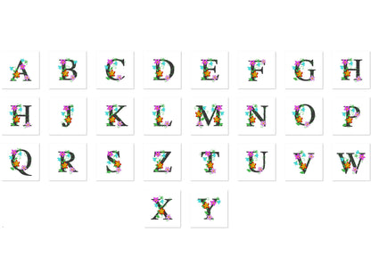 Floral whole alphabet mini small monogram lace swirl flowers block font Font machine embroidery designs monogram