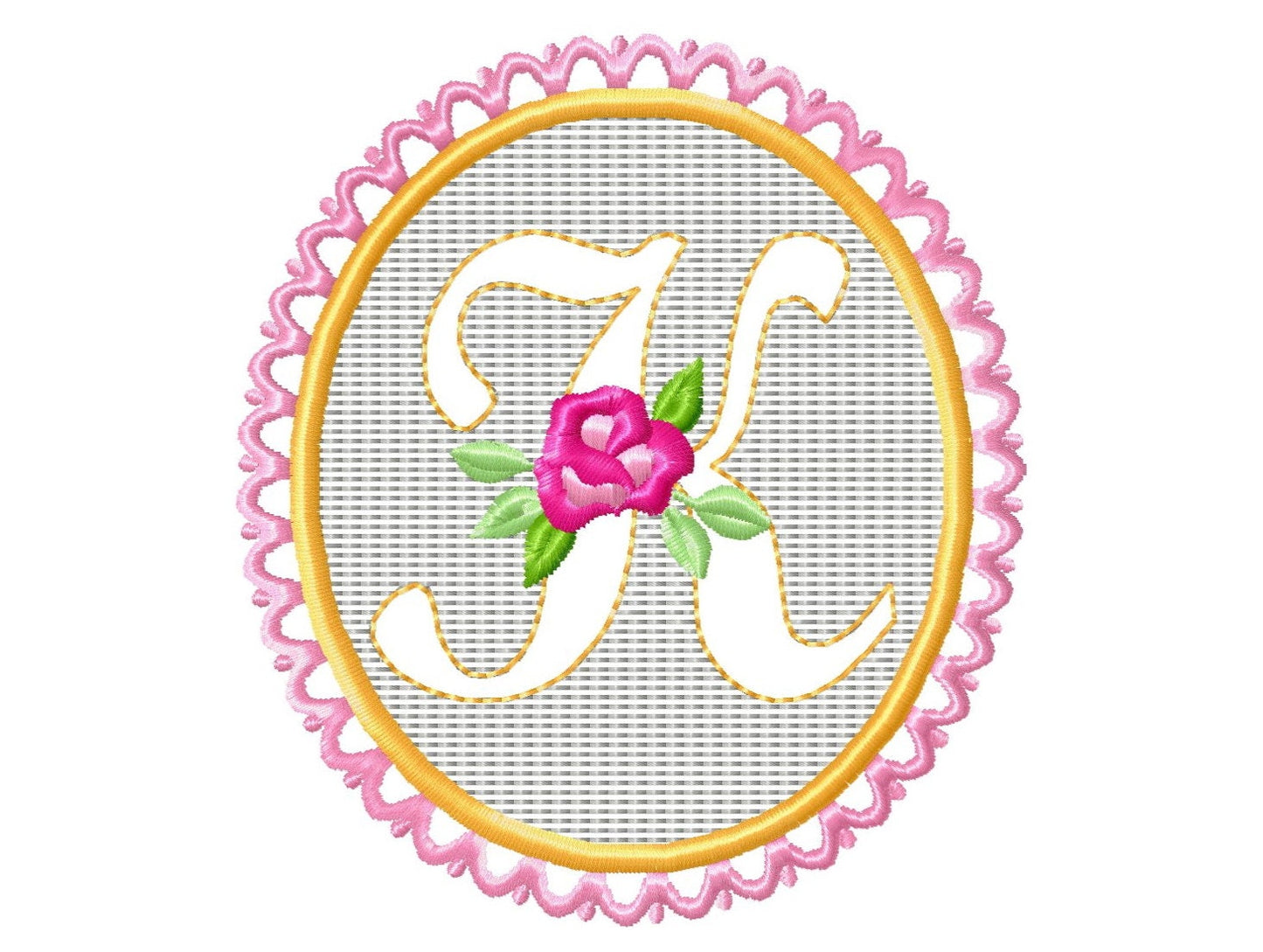 Embossed towel lace  monogram A-Z – Embossed embroidery pattern by Artapli