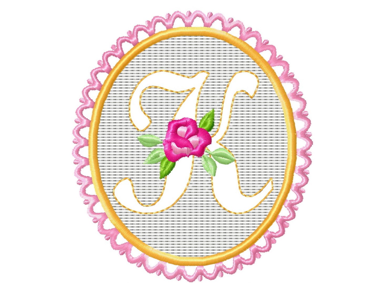 Embossed towel lace  monogram A-Z – Embossed embroidery pattern by Artapli