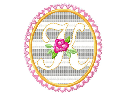 Embossed towel lace  monogram A-Z – Embossed embroidery pattern by Artapli